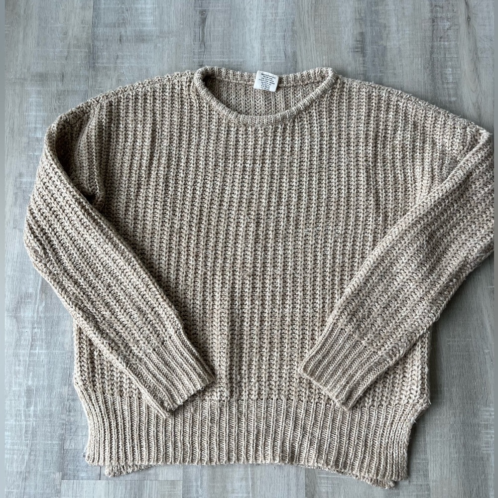 ESSENTIALS by FULL TILT Cream Crew Neck Long Sleeve Sweater Size XS - Picture 1 of 8